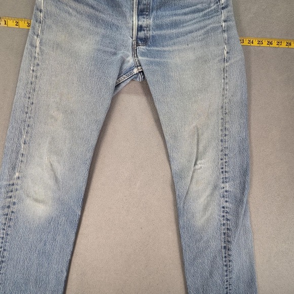 Levis 501 Jeans Womens Made in USA Blue Straight Button Fly Distressed 26x28 - Picture 10 of 16